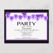 Ballon Graduation Party Einladung Lila Cap (Vorderseite)