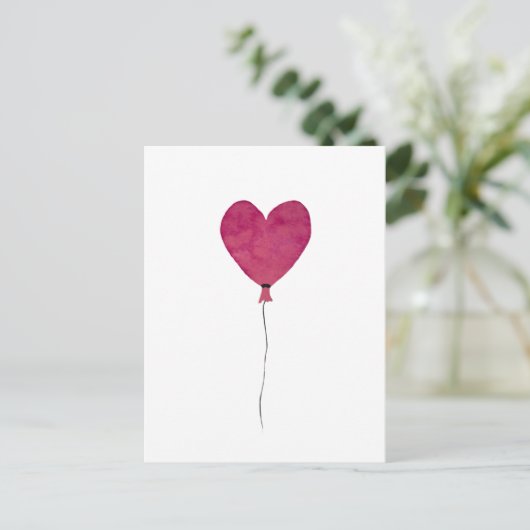 Ballon Herz rosa Skizze eine Aquarell Postkarte (Stehend Vorderseite)