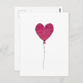 Ballon Herz rosa Skizze eine Aquarell Postkarte (Vorne/Hinten)