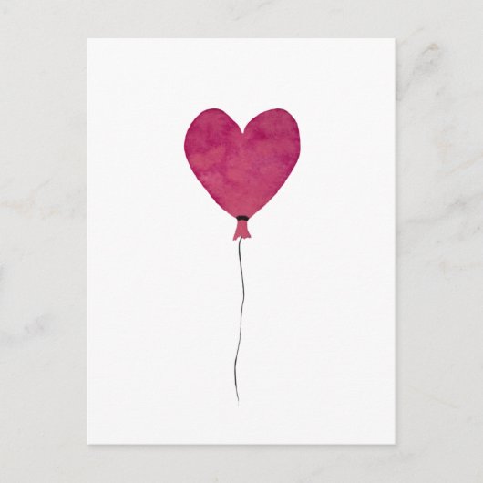Ballon Herz rosa Skizze eine Aquarell Postkarte (Vorderseite)