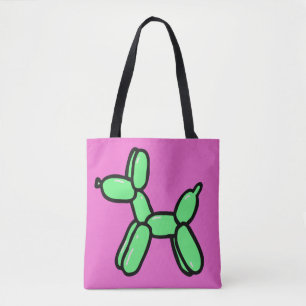 Ballon Hund Tote Beutel in Rosa und Grün Tasche