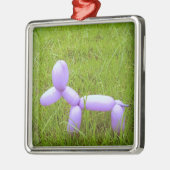 Ballon-Hundeweihnachtsverzierung Silbernes Ornament (Links)