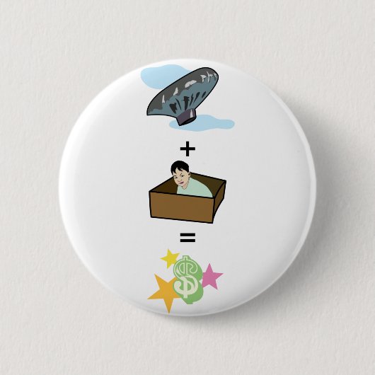 Ballon + Junge, der im Kasten = in $$ Starruhm $$ Button (Vorderseite)