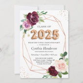 Ballon-Klasse des Lila Abschlusses Floral 2023 Einladung (Vorderseite)