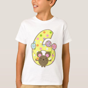 Ballon-Mäusegelb-6. Geburtstags-T - Shirt