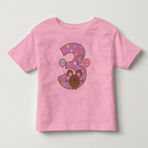 Ballon-Mäuselila 3. Geburtstag Kleinkind T-shirt