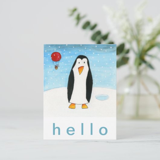 Ballon Mouse & Penguin Postkarte (Stehend Vorderseite)
