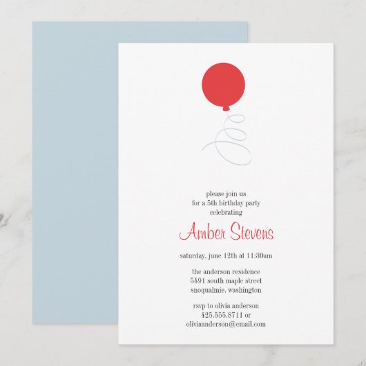 Ballon-Party Einladung (Vorne/Hinten)