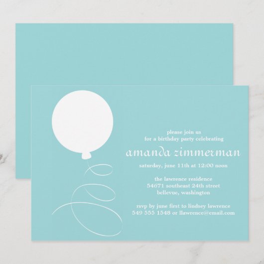 Ballon-Party Einladung (Vorne/Hinten)