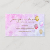 Ballon Party Plane Gold Pink Lila Visitenkarte (Rückseite)