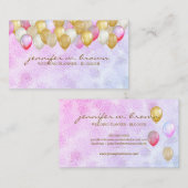 Ballon Party Plane Gold Pink Lila Visitenkarte (Vorne/Hinten)