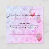 Ballon Party Planner Glitzer Feier Quadratische Visitenkarte (Rückseite)