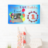 Ballon-personalisierter Baby-Jungen-glücklicher 1. Banner (Insitu)