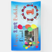 Ballon-personalisierter Baby-Jungen-glücklicher 1. Banner (Vertikal)