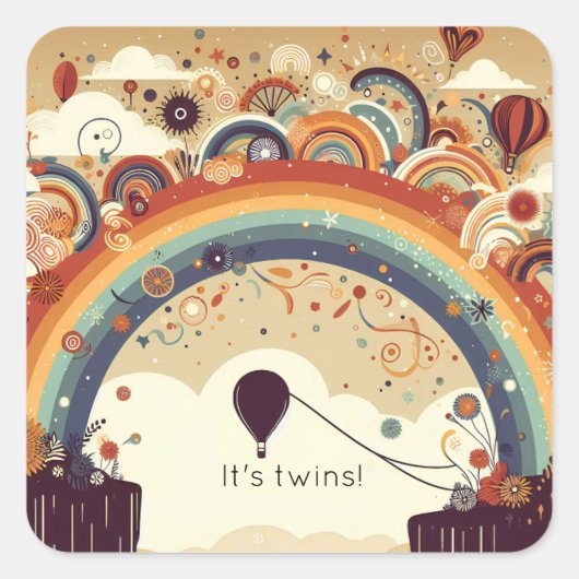 Ballon schweben in den Horizont Quadratischer Aufkleber (Vorderseite)