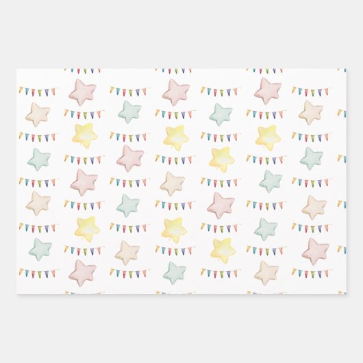 Ballon Stars und Banner Geschenkpapier Set (Vorderseite 3)