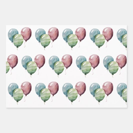 Ballon Stars und Banner Geschenkpapier Set (Vorderseite)