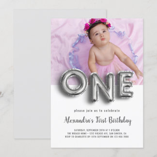 Ballon Text Erster Geburtstag Foto Personalisiert Einladung