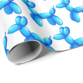 Ballon-Tier-Pudel-Hundeblau-Muster Geschenkpapier (Rolleneckpunkt)