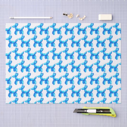 Ballon-Tier-Pudel-Hundeblau-Muster Seidenpapier (Handwerk)