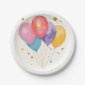 Ballon und Blasen Wasserfarbene Kunst Pappteller (Vorderseite)