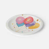 Ballon und Blasen Wasserfarbene Kunst Pappteller (Schrägansicht)