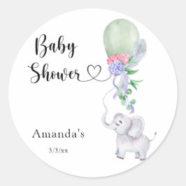 Ballon und Elephant Baby Dusche Runder Aufkleber