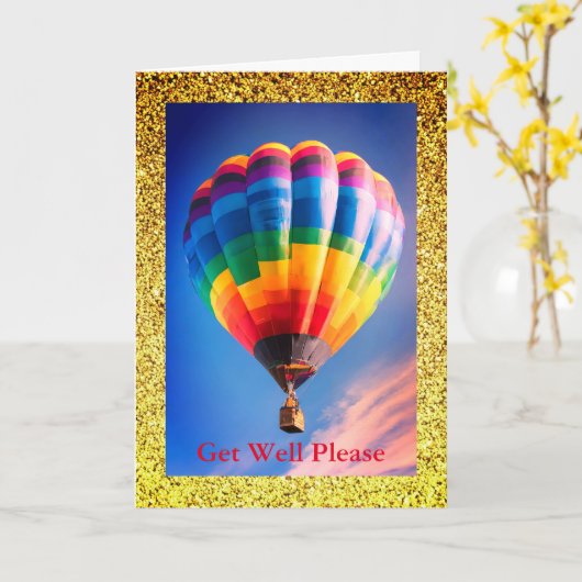 Ballon wird gut, 5" x 7" geklappt Get Well Card Karte (Gelbe Blume)