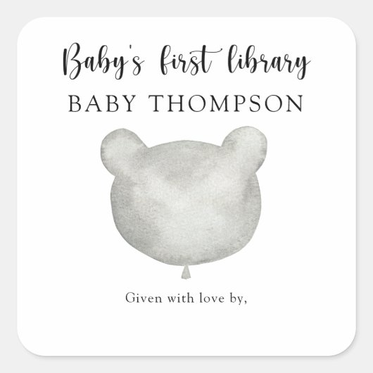 Ballonbär - die erste Bibliothek des Babys Quadratischer Aufkleber (Vorderseite)