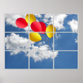 Ballonbukett im Himmel durch Fenster Poster (Vorne)