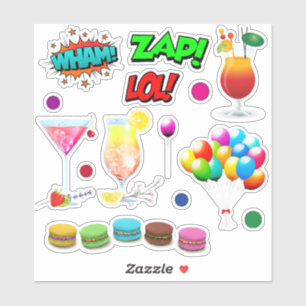 Balloncocktails Sprichworte mit bunten Süßigkeit Aufkleber