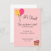 Ballone und Kuchen-Scheidungs-Party Einladung (Vorne/Hinten)