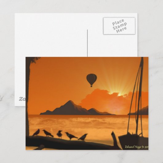 Ballonfahrt bei Sunset Postkarte (Vorne/Hinten)