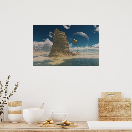 Ballonfahrt im Weltraum Poster (Küche)