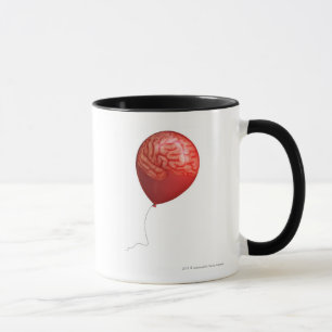 Ballonillustration mit einem gelegten Gehirn Tasse