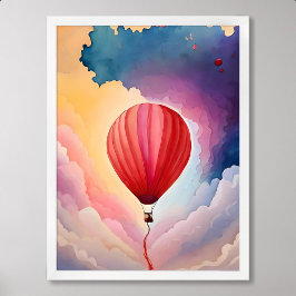 Ballonmalerei heiße Luft bunt Wolke Aquarell Poster