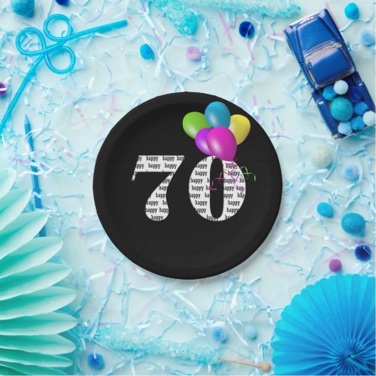 Ballonpuffer zum 70. Geburtstag Pappteller (Party)