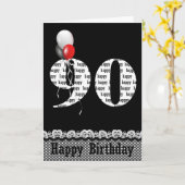 Ballonpuffer zum 90. Geburtstag Karte (Gelbe Blume)