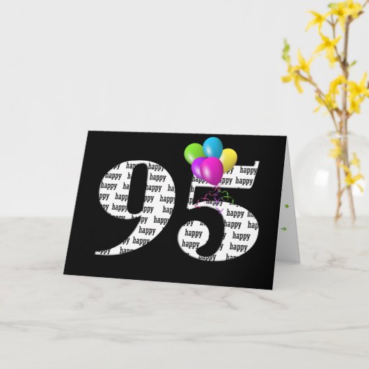 Ballonpuffer zum 95. Geburtstag Karte (Gelbe Blume)