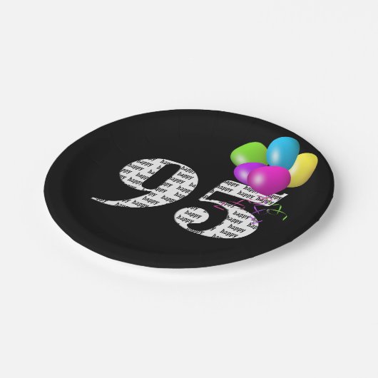 Ballonpuffer zum 95. Geburtstag Pappteller (Schrägansicht)