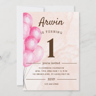 Ballons 1. Geburtstags-Party Einladung
