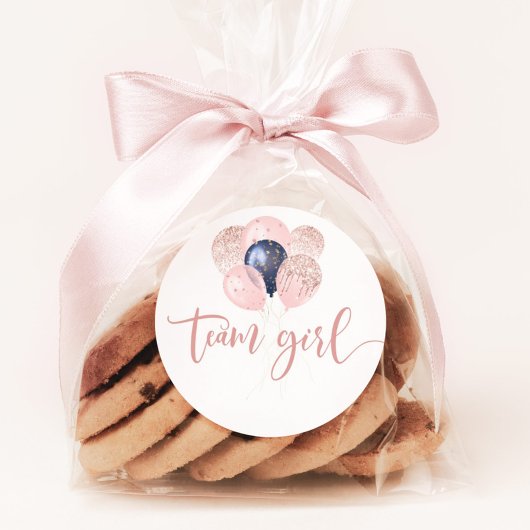 Ballons Blau oder rosa Geschlecht offenbaren Teamm Runder Aufkleber