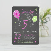 Ballons | Einladung zur Geburtstagskarte (Stehend Vorderseite)