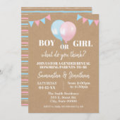 Ballons Geschlecht enthüllt Junge oder Mädchen Bab Einladung (Vorne/Hinten)