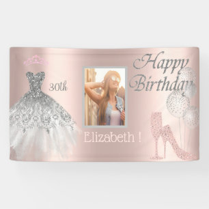 Ballons, Glas, Hefe, Kleid, Rose Gold Foto Banner