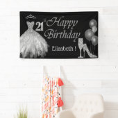 Ballons, Glas, Hefe, Kleid, schwarz Banner (Insitu)