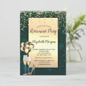 Ballons, Goldröhre, grüne Rente Einladung (Stehend Vorderseite)