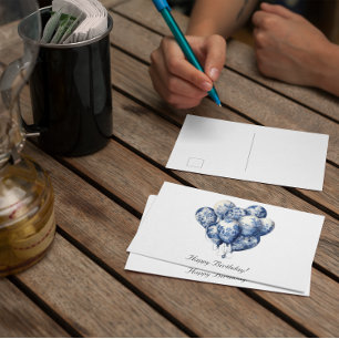 Ballons in Delft Blau anpassbar Postkarte