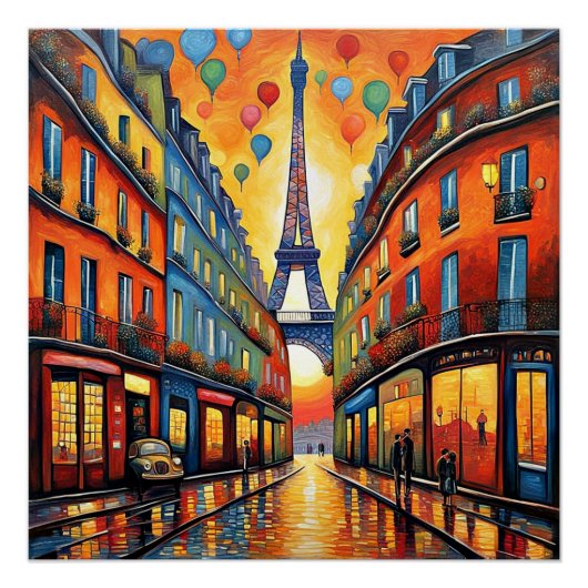 Ballons über Paris Poster (Vorderseite)