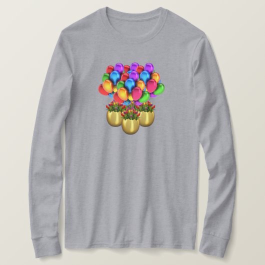 Ballons und Blume Ladys Long Sleeve TShirt (Design vorne)